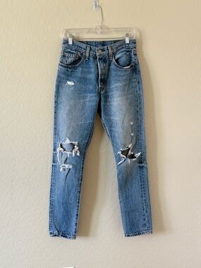 Women's 501 Skinny Distressed 5 Button Fly Denim - 27